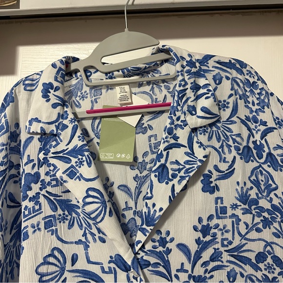 H&M blue and white women’s print cropped top size XXL - Picture 5 of 8